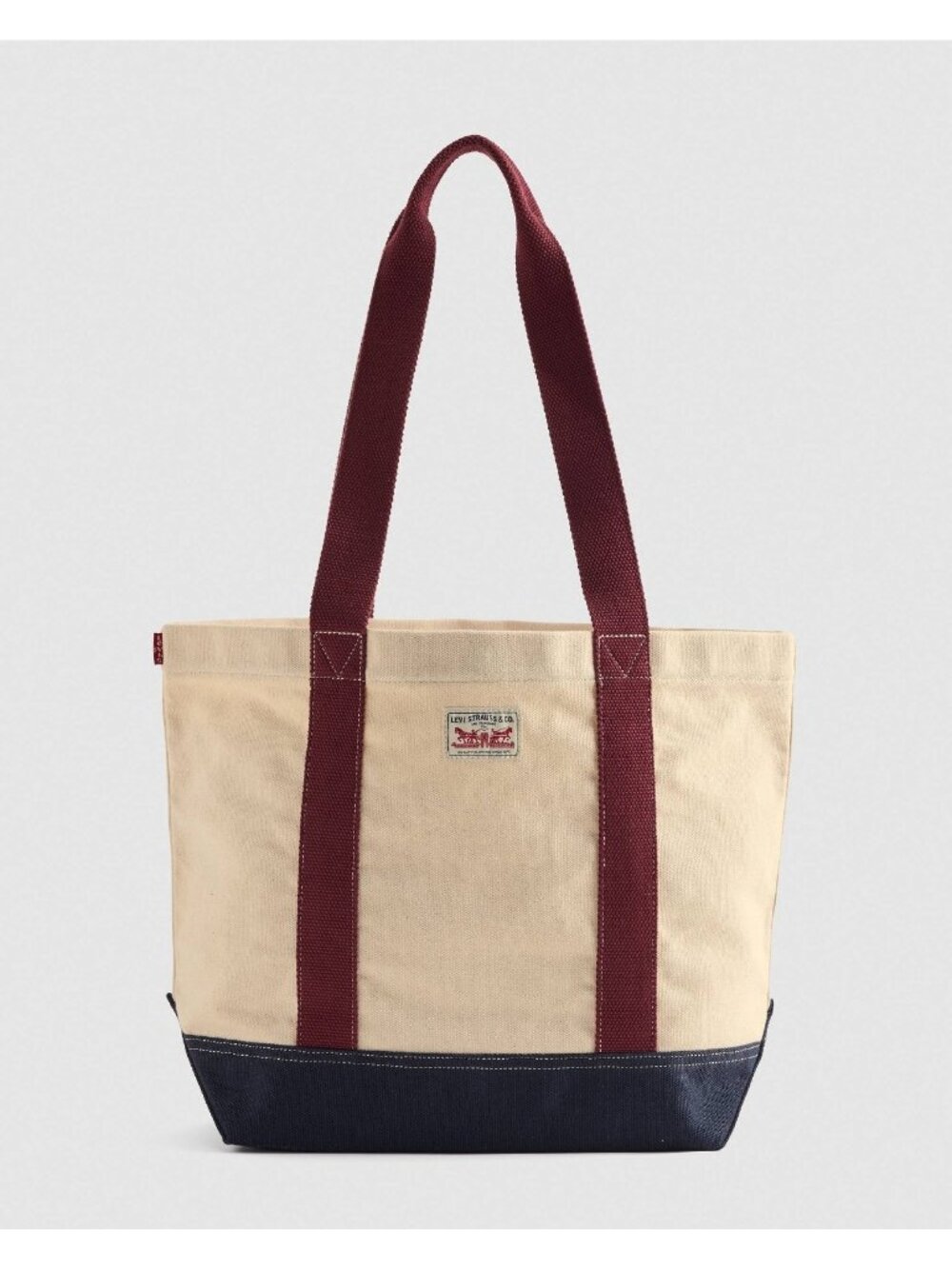 New Levi's Denim Indigo Med Tote Bag Awny Port Red Navy Bottom Canvas